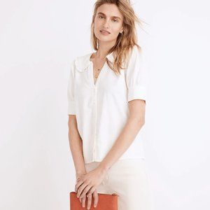 Linen-Blend Peter Pan Collar Shirt